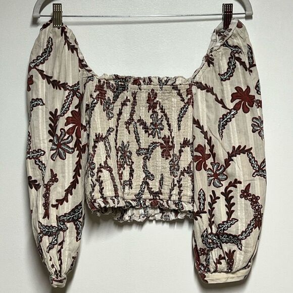 Joie Benison Smocked Square Neck Puff Sleeve Top-Women Sz S - Picture 5 of 9